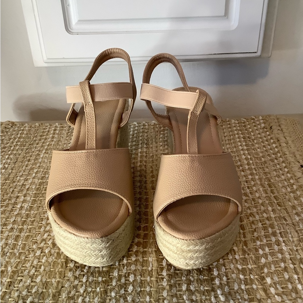 Beige Leather Espadrille Shoes